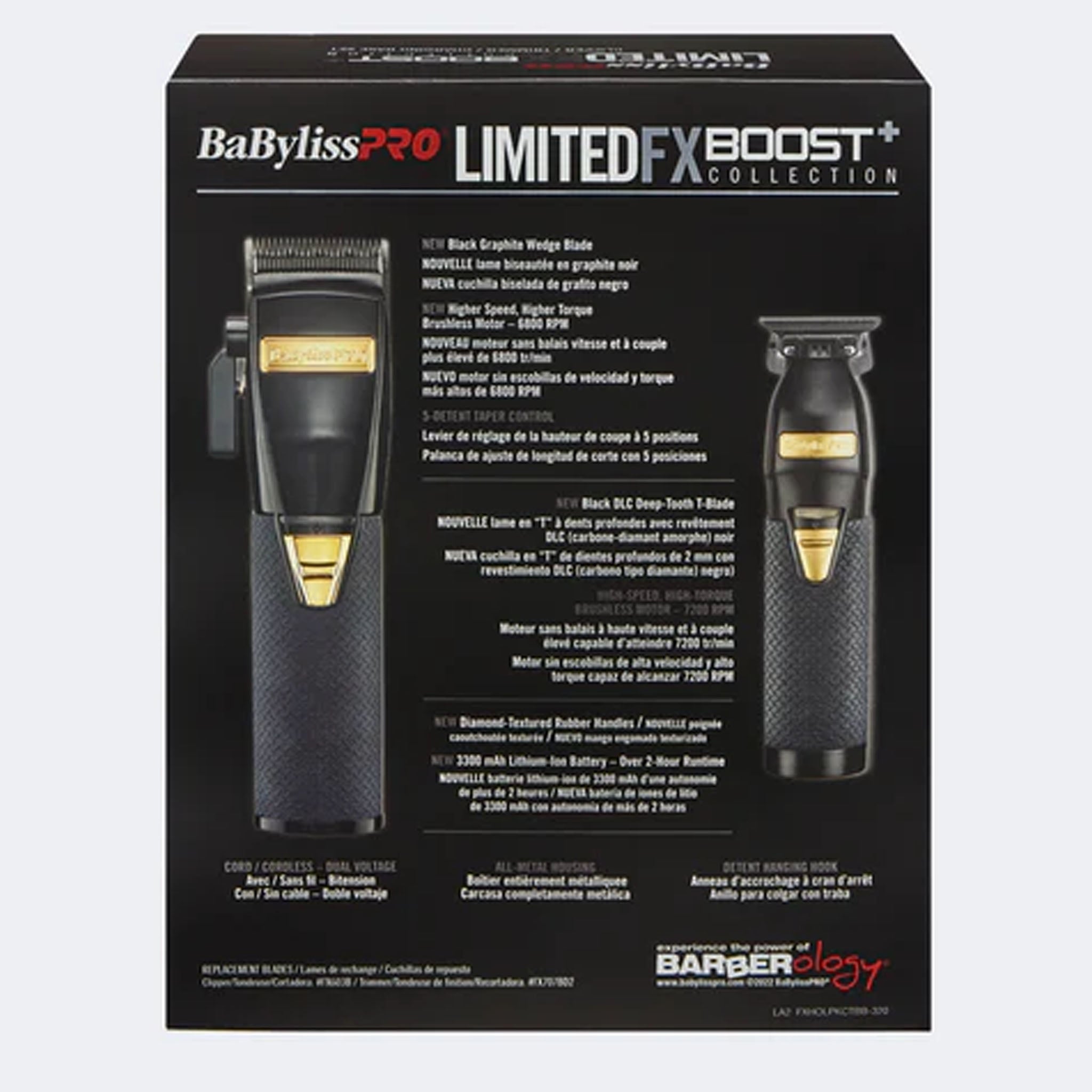 BaByliss Pro Black FX Boost+ Limited Edition Clipper & Trimmer Set W/ Charging Base (fxholpkctb-b)