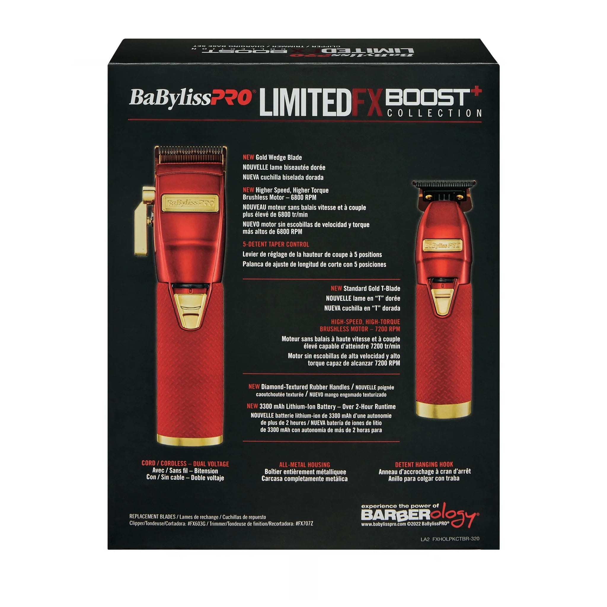 BaByliss PRO Red FX Boost+ Limited Edition Clipper & Trimmer Set w/ Charging Base (FXHOLPKCTB-R)